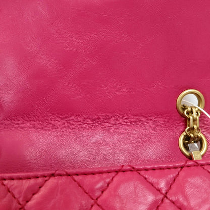 CHANEL 2.55 mini magenta leather quilted diamond pattern crossbody bag shoulder bag gold hardware 30 opening-(SKU)-968192452