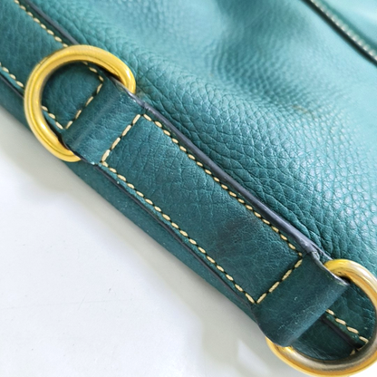 PRADA Bauletto Saffiano Teal Green Leather Handbag Golden hardware-(SKU)-947004681