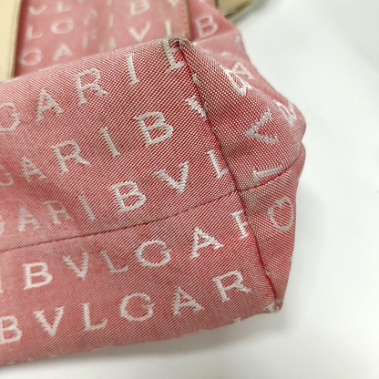 BVLGARI LA MANIE DES LOGOS Pink Canvas Jacquard Crossbody Shoulder Bag Silver Hardware Removable shoulder strap-(SKU)-13296603