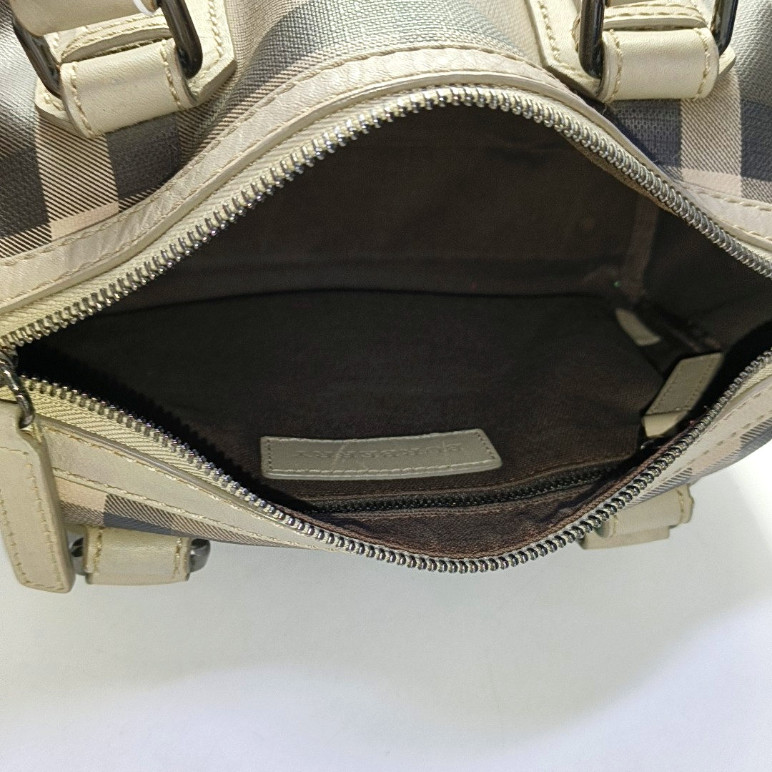 BURBERRY Gray coated canvas handbag, crossbody bag Silver Hardware-(SKU)-945698087