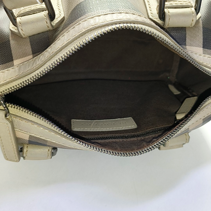 BURBERRY Gray coated canvas handbag, crossbody bag Silver Hardware-(SKU)-945698087