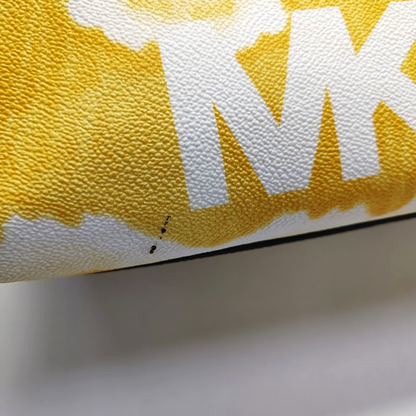 MICHAEL KORS Mercer Yellow Coated Canvas Monogrammed Single Shoulder Bag Handbag Golden hardware-(SKU)-937777221