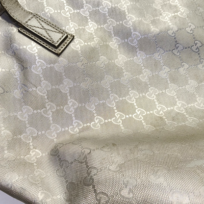 GUCCI GG Imprime Silver Coated Canvas Monogram Shoulder Bag Handbag Silver Hardware-(SKU)-957584035