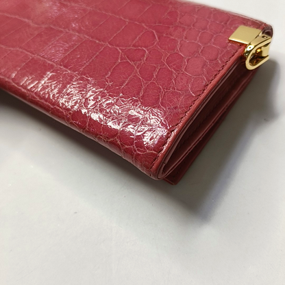 Miu Miu Pink cowhide crocodile-pattern wallet Golden hardware-(SKU)-947973740