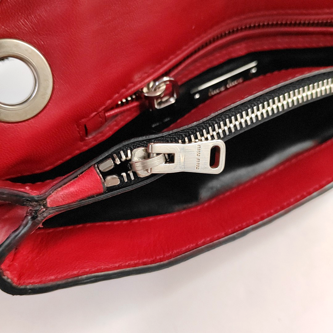 Miu Miu mini Red Calf Leather Crossbody Shoulder Bag Tote Silver Hardware Removable shoulder strap-(SKU)-956465085