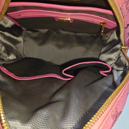 MCM STARK  Small size Pink Coated Canvas Studs Double Shoulder Bag Golden hardware-(SKU)-940254240