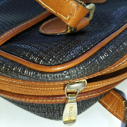 BALLY Black Cowhide Embossed Single Shoulder Bag Golden hardware-(SKU)-935601519
