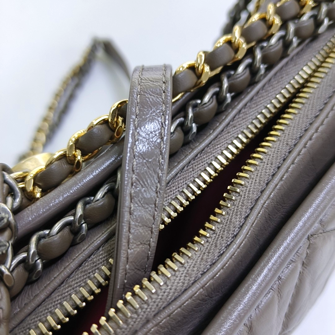 CHANEL GABRIELLE Small Brown Calfskin Quilted Grained Crossbody Bag Shoulder Bag Gold Silver Rhodium Hardware 26 Clasp Removable Strap-(SKU)-953980121