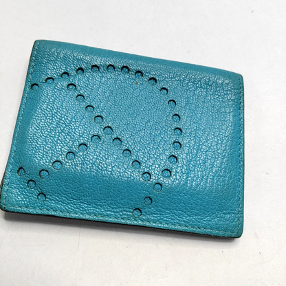 HERMÈS Tanzanian BlueChèvre MysoreGoat Leather Card Case 🄾stamp-(SKU)-944678521