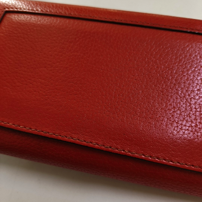 CELINE Red Leather Wallet Silver Hardware-(SKU)-959079307