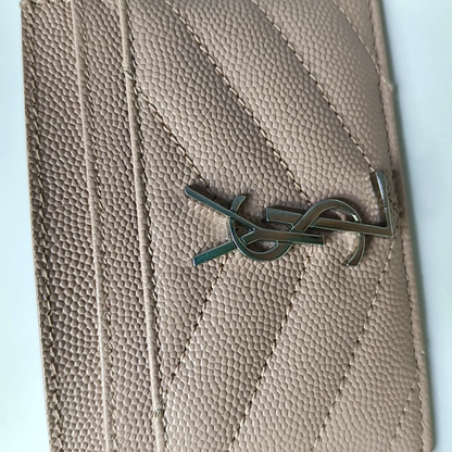 YSL MONOGRAM Pink Cowhide Card Case Silver Hardware-(SKU)-952265128