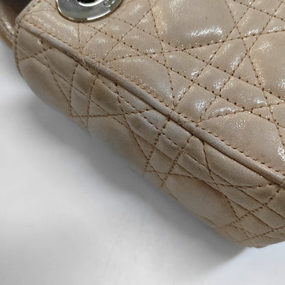 DIOR Lady Dior Mini Khaki Lamb Skin Cannage Quilted Hobo Shoulder Bag Handbag Crossbody Bag 18 Clasp Silver Hardware Removable Shoulder Strap-(SKU)-967132120