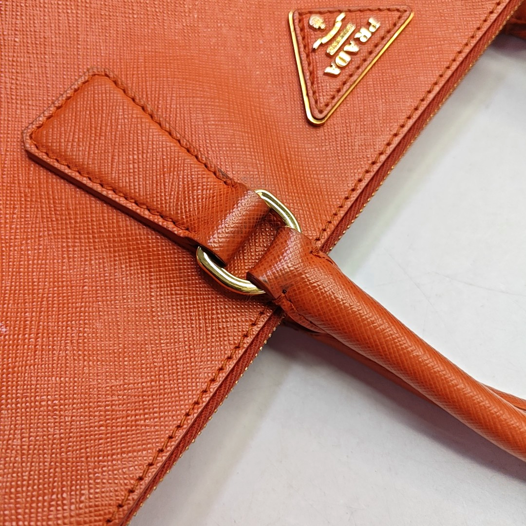 PRADA Galleria Orange Cowhide Logo Killer Bag Tote Bag Single Shoulder Bag Golden hardware-(SKU)-957733910