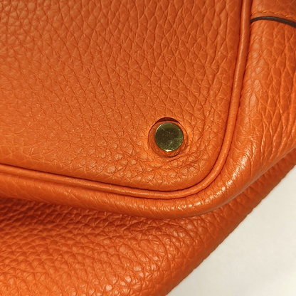 HERMÈS Picotin Lock 18 Hermes Orange Clemence Leather Tote Handbag with Silver Hardware-(SKU)-962333436