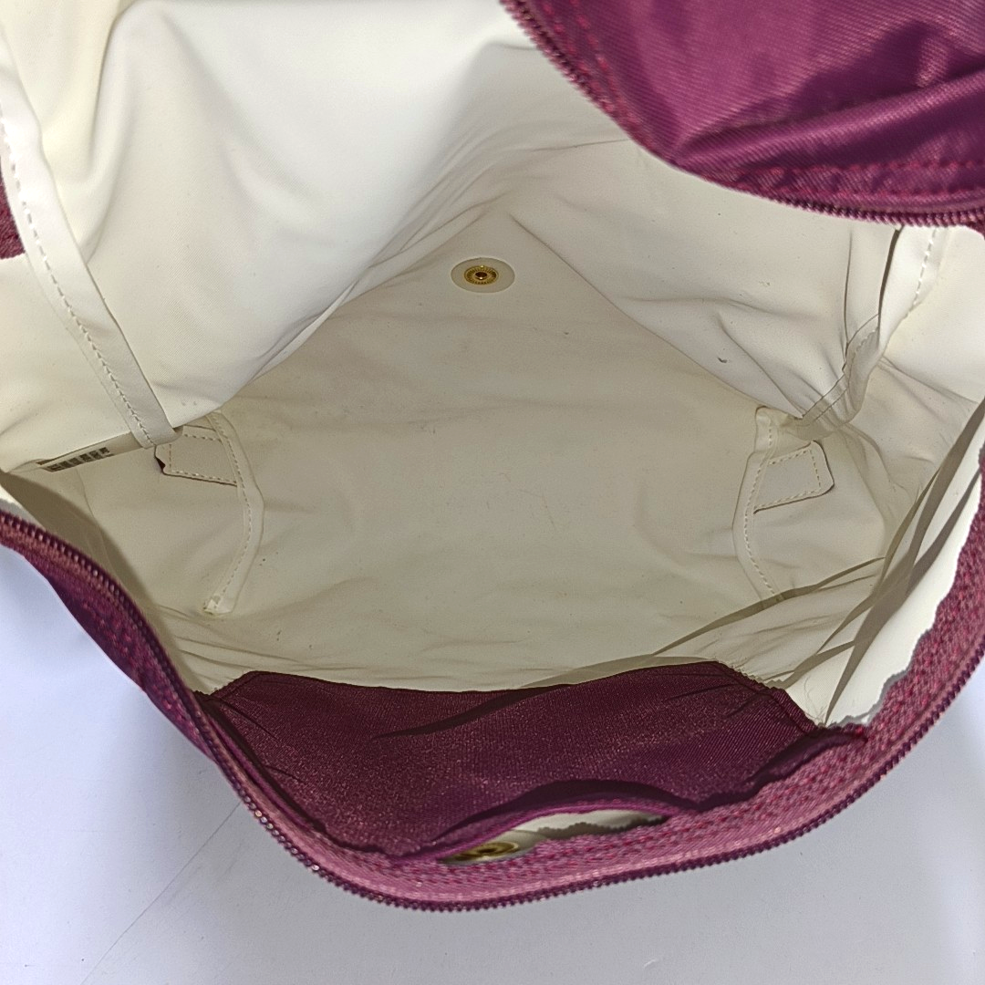 LONGCHAMP Le Pliage Medium size Plum Red Nylon Backpack Handbag Golden hardware-(SKU)-942661340
