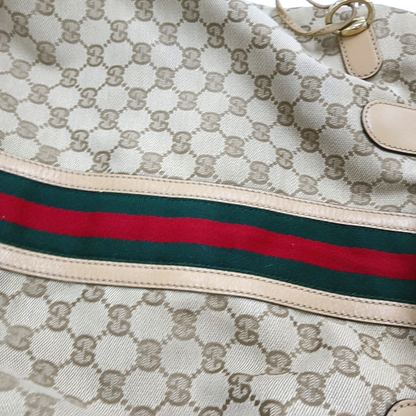 GUCCI Mayfair Khaki Canvas Monogrammed Fringe Handbag Single Shoulder Bag Golden hardware-(SKU)-954107344