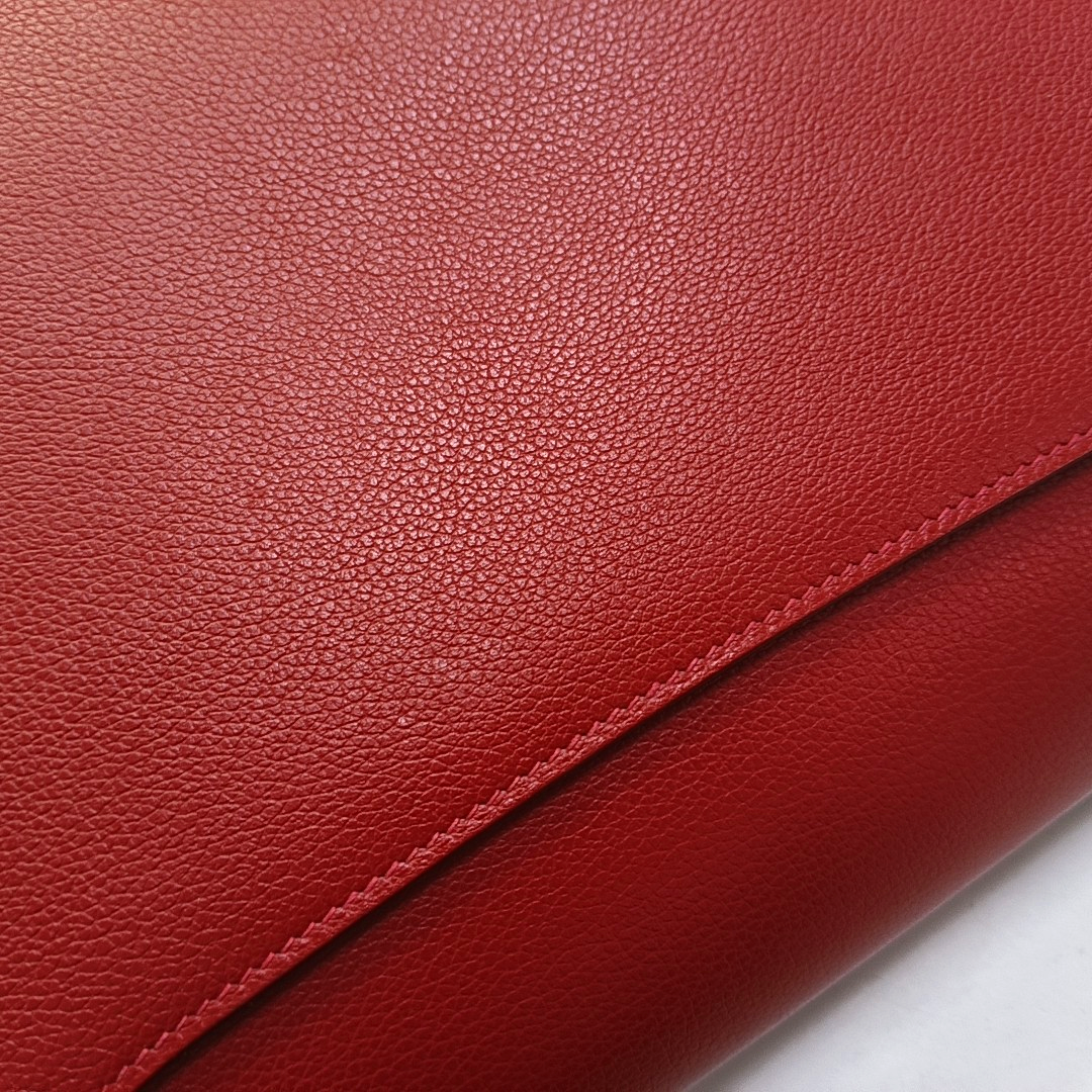 HERMÈS 2002 26 Red Evercolor Calfskin Crossbody Shoulder Bag with Silver Hardware, C-(SKU)-951512594