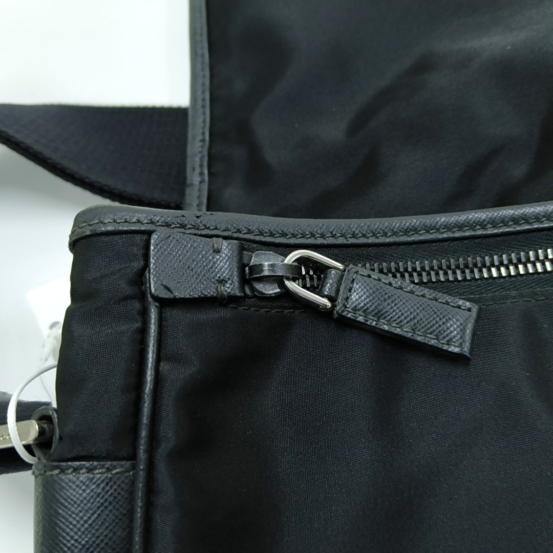 PRADA Black Nylon Crossbody Bag Single Shoulder Bag Silver Hardware-(SKU)-953408479