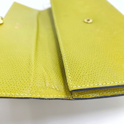 CELINE Yellow Cow Leather Embossed Wallet Golden hardware-(SKU)-944838717