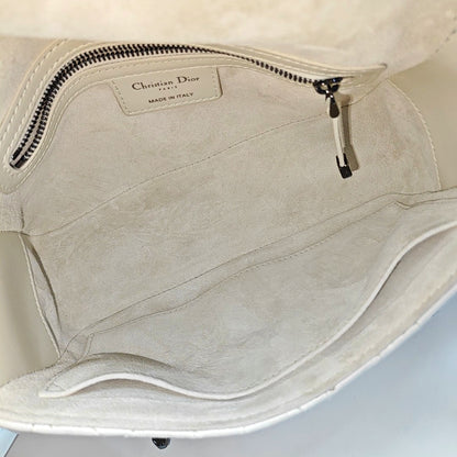 DIOR Diortravel Nomad White Lamb Calfskin Quilted Cannage Single Shoulder Bag Crossbody Bag Handbag Black Hardware Removable Shoulder Strap-(SKU)-970843893