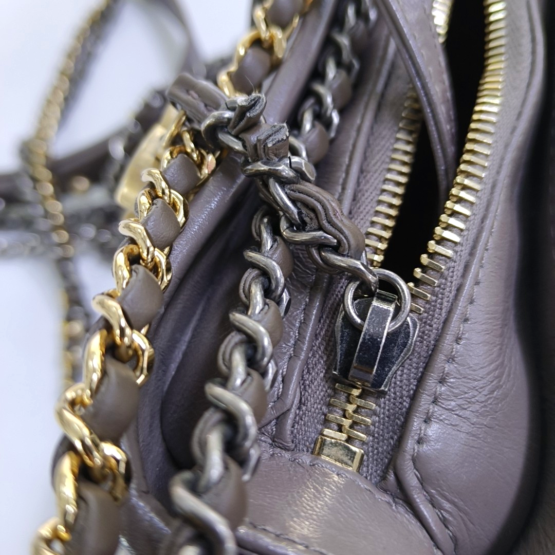 CHANEL GABRIELLE Small Brown Calfskin Quilted Grained Crossbody Bag Shoulder Bag Gold Silver Rhodium Hardware 26 Clasp Removable Strap-(SKU)-953980121