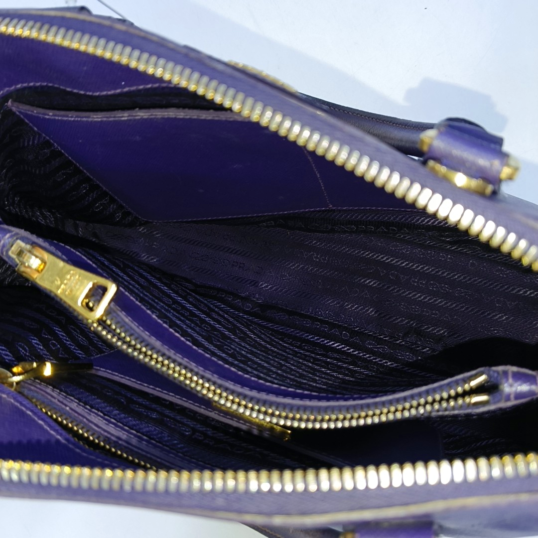 PRADA Promenade Purple Cowhide Logo Monogram Crossbody Shoulder Bag Single Shoulder Bag Golden hardware-(SKU)-950771962