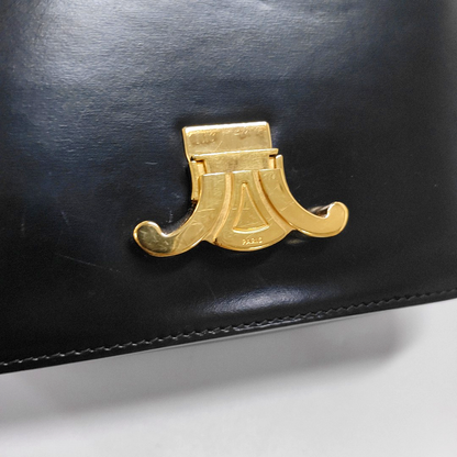 CELINE TRIOMPHE Small Black Cowhide Single Shoulder Bag Golden Hardware-(SKU)-960476690