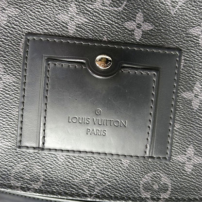LOUIS VUITTON VOYAGER Small Black Coated Canvas Monogram Messenger Bag Crossbody Shoulder Bag Silver Hardware-(SKU)-971314881