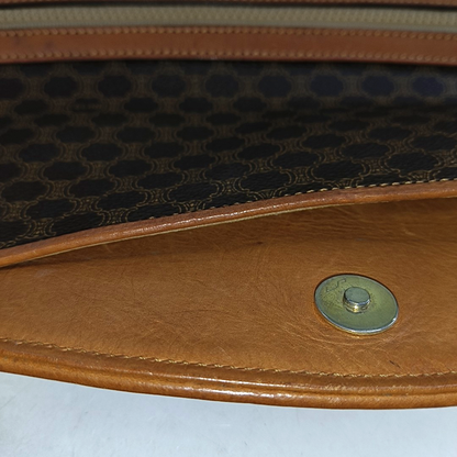 CELINE MACADAM CLUTCHES Brown Coated Canvas Triumph Clutch Golden hardware-(SKU)-14049943
