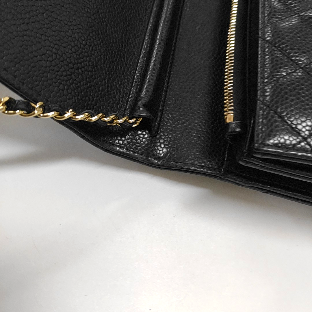 CHANEL DOUBLE CC Black Calfskin Quilted Leather Single Shoulder Bag Crossbody Bag Golden Hardware 25 Clasp-(SKU)-961310373