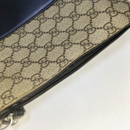GUCCI GG Supreme Brown Coated Canvas Monogrammed Tote Handbag Silver Hardware-(SKU)-943502591