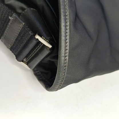PRADA Black Nylon Single Shoulder Bag Crossbody Bag Silver Hardware-(SKU)-954414851