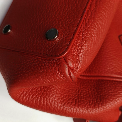 BALENCIAGA Tote bag Red Calf Leather Crossbody Shoulder Bag Tote Silver Hardware Removable shoulder strap-(SKU)-957128355