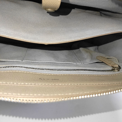 senreve Gray Cow Leather Embossed Single Shoulder Bag Backpack Silver Hardware Removable shoulder strap-(SKU)-14223070
