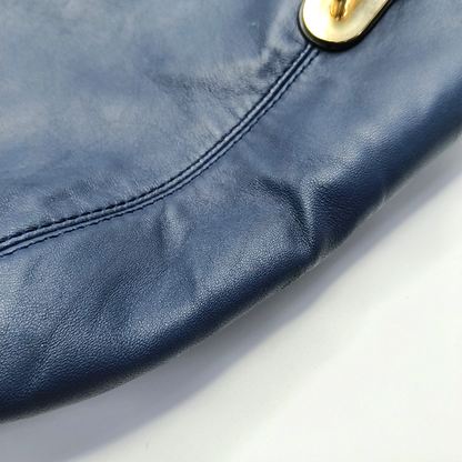 MICHAEL KORS Dark Blue Cowhide Single Shoulder Bag Handbag Golden hardware-(SKU)-928999940