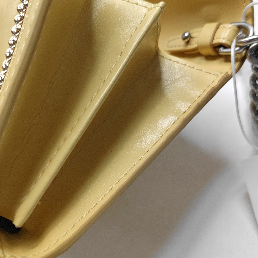 PINKO Love Evolution Small size Yellow Leather Stud Crossbody Single Shoulder Bag Clutch Golden Silver Hardware Removable shoulder strap-(SKU)-944690320