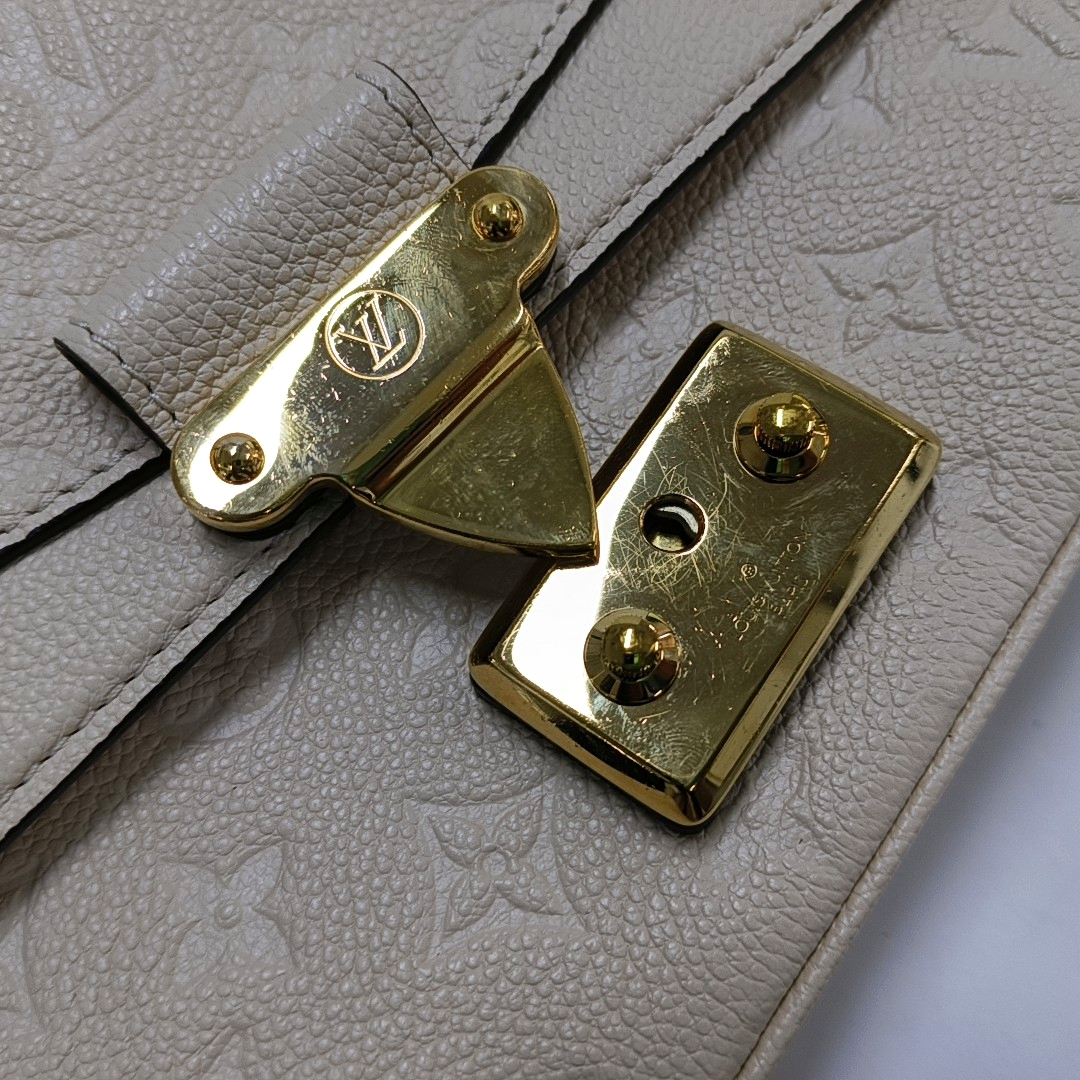 LOUIS VUITTON MARCEAU White Calfskin Monogram Embossed Single Shoulder Bag Crossbody Bag Gold Hardware-(SKU)-962428775