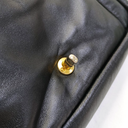 CHANEL VINTAGE PUFFY black lambskin crossbody bag shoulder bag 28 opening gold hardware-(SKU)-954421943