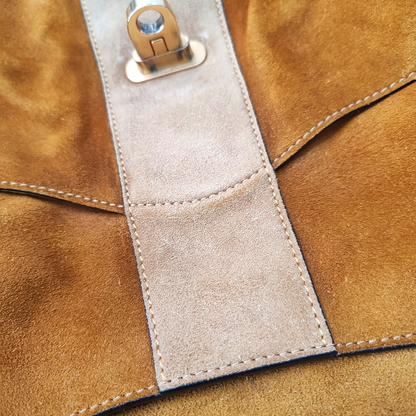 Chloé Mustard Yellow Velvet Leather Stud Quilted Single Shoulder Bag Tote Bag Golden hardware shoulder straps-(SKU)-954357662