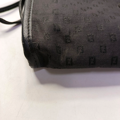 FENDI Black织物双F提花斜挎包 Silver Hardware-(SKU)-946021807