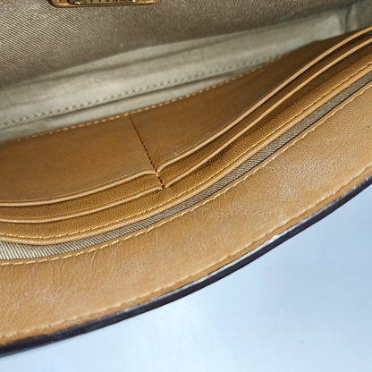 MCM MILLIE  Medium size Cognac coated canvas monogram laurel buckle shoulder bag/crossbody bag Golden hardware Removable shoulder strap-(SKU)-944137648