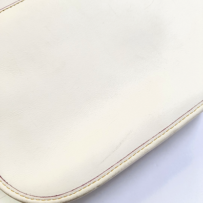 COACH SADDLE 23 Beige Leather Print Crossbody, Single Shoulder Bag Ruthenium color hardware Removable shoulder strap-(SKU)-944545101