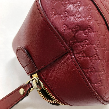 GUCCI Ligne Shima Red Calfskin Monogram Embossed Handbag Single Shoulder Bag Crossbody Bag Golden Silver Hardware-(SKU)-949440048