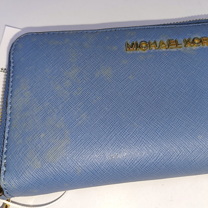 MICHAEL KORS Jet Set TravelDark blue leather textured wallet-(SKU)-940976850