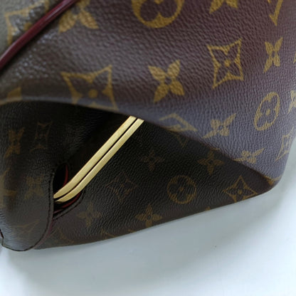 LOUIS VUITTON GRIET Brown Coated Canvas Monogram Crocodile Embossed Handbag with Gold Hardware-(SKU)-967372524