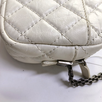 CHANEL 2.55 White Calfskin Quilted Crossbody Shoulder Bag Palladium Hardware 25 Flap-(SKU)-951553361