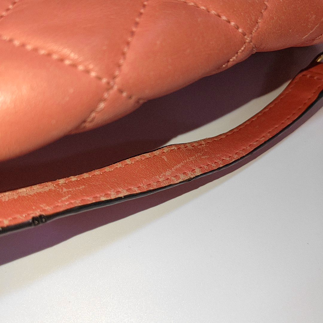 MICHAEL KORS Sloan Orange-pink cowhide quilted crossbody bag/shoulder bag/handbag Golden hardware-(SKU)-932342596