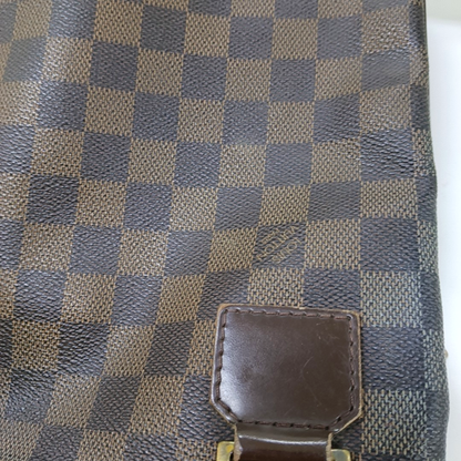 LOUIS VUITTON Brown Coated Canvas Checkered Single Shoulder Bag Crossbody Golden hardware-(SKU)-928779236