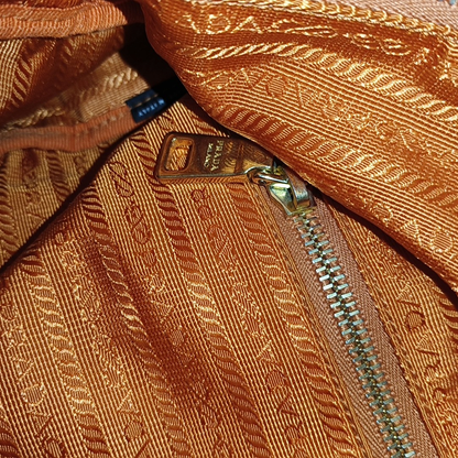 PRADA Tote bag Orange Nylon Logo Crossbody Bag Handbag Single Shoulder Bag Golden hardware Removable shoulder strap-(SKU)-955823365