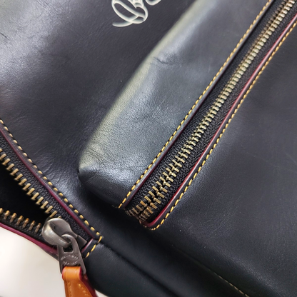 COACH CHARLIE Black Leather Backpack Shoulder Bag Golden hardware-(SKU)-950368731